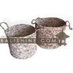 balishine This set of 2 rounds baskets is produced in Indonesia made from rafia.