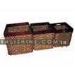 balishine This set of 3 squares baskets is produced in Indonesia made from seagrass and wood.