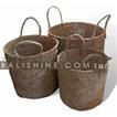balishine This set of 3 round baskets is produced in Indonesia made from rafia.
