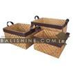 balishine This set of 3 rectangulars baskets is produced in Indonesia made from pandanus and vinyl.