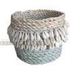 balishine Handwoven natural seagrass baskets?with 3 rows of cowrie shells around the top of each basket. Light green base with natural contrast. Perfect for storage or pot plants covers. Other colors possible please contact us.?