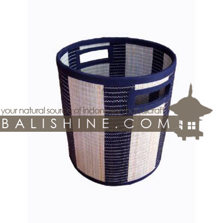 Balishine: Your natural source of indonesian handicraft presents in its Home Decor collection the Wastebin:12JAS633020:This round wastebin is produced in Indonesia made from mendong grass with textile for finition.  Black and natural color