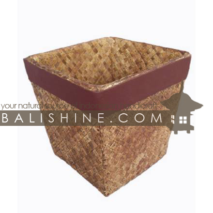 Balishine: Your natural source of indonesian handicraft presents in its Home Decor collection the Wastebin:12JAS633023:This square wastebin is produced in Indonesia made from pandanus with vinyl.  Light brown color
