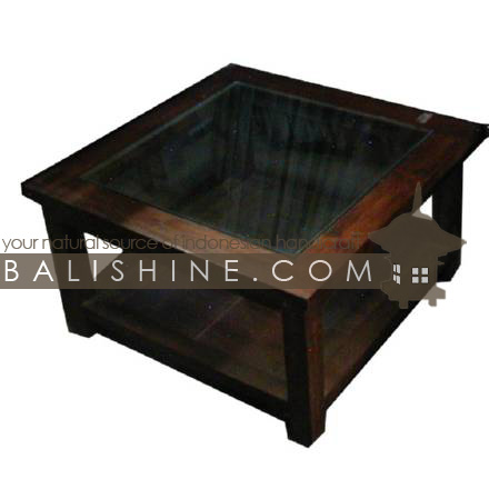 Balishine: Your natural source of indonesian handicraft presents in its Home Decor collection the Coffee Table:114SEF133941:This square coffee table is produced in indonesia, made from teak wood and glass.  Natural, chocolate or dark color