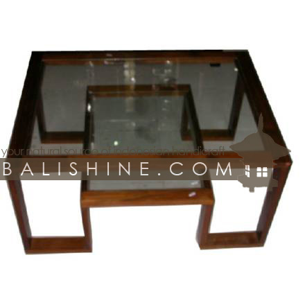 Balishine: Your natural source of indonesian handicraft presents in its Home Decor collection the Coffee Table:114SEF133953:This square coffee table is produced in indonesia, made from teak wood and glass.  Natural, chocolate or dark color