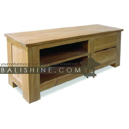 Balishine: Your natural source of indonesian handicraft presents in its Furniture collection the TV STAND:114MNF255975:This TV stand is produced in indonesia. made from teak wood. It has 2 drawers. Natural. chocolate or dark color