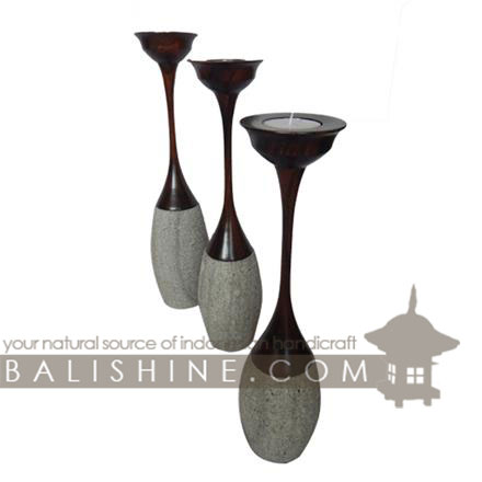 Balishine: Your natural source of indonesian handicraft presents in its Home Decor collection the Candle Holder:13KLJ167278:This set of 3 candle holder is produced in Bali and made from natural limestone with sonokling wood.  