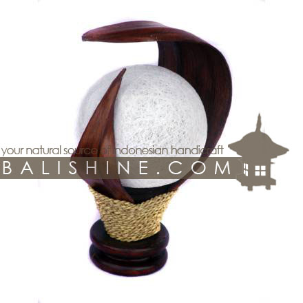 Balishine: Your natural source of indonesian handicraft presents in its Home Decor collection the Lamp:13MEB15741:This lamp is produced in Indonesia made from coconut and mahogany wood cotton bowl lampshade with a string of pineapple leaf for decoration.  For electric fitting please contact us