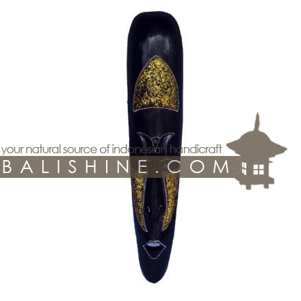 Balishine: Your natural source of indonesian handicraft presents in its Home Decor collection the Mask :17MUL471570:This mask is a handicraft of Bali made from albesia wood.  Natural and gold 
