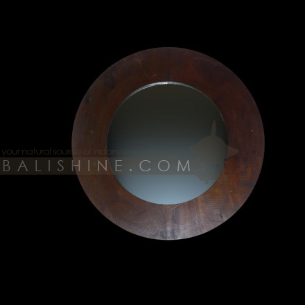 Balishine: Your natural source of indonesian handicraft presents in its Home Decor collection the Mirror:17BKK125426:This round mirror is a handicraft of Bali made from teck wood.  Natural or chocolate color