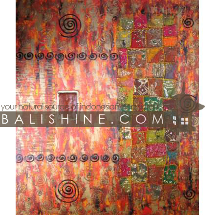 Balishine: Your natural source of indonesian handicraft presents in its Home Decor collection the Painting:17MAG494249:This painting is produced in Bali by artists coming from the Bali art school and from the art village of Ubud. We produced our own canvas to have the highest quality and also import our acrylic colors from germany.  It is made from acrylic-painting on a canvas with thailande textile and shell.