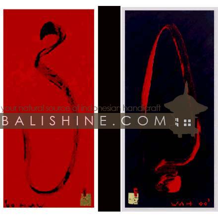 Balishine: Your natural source of indonesian handicraft presents in its Home Decor collection the Painting:17MAG494485:This set of 2 painting in 1 is produced in Bali by artists coming from the Bali art school and from the art village of Ubud. We produced our own canvas to have the highest quality and also import our acrylic colors from germany.  It is made from acrylic-painting on a canvas.