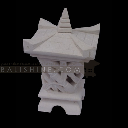 Balishine: Your natural source of indonesian handicraft presents in its Garden Lamps collection the GARDEN LAMP:28DEL5617:This garden lamp is produced in Indonesia. made from natural white lime stone. Sold without electric system fitting.