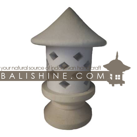 Balishine: Your natural source of indonesian handicraft presents in its Garden Lamps collection the GARDEN TEMPLE:28BIB3732:This garden lamp is produced in Indonesia. made from lime stone. white color