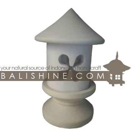 Balishine: Your natural source of indonesian handicraft presents in its Garden Lamps collection the GARDEN TEMPLE:28BIB3733:This garden lamp is produced in Indonesia. made from lime stone. white color