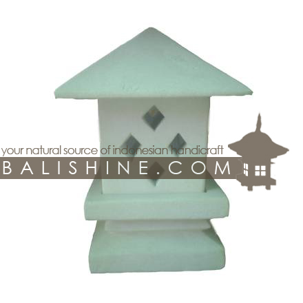 Balishine: Your natural source of indonesian handicraft presents in its Garden Lamps collection the GARDEN TEMPLE:28BIB3734:This garden lamp is produced in Indonesia. made from lime stone. white color