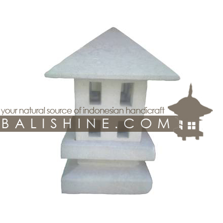Balishine: Your natural source of indonesian handicraft presents in its Garden Lamps collection the GARDEN TEMPLE:28BIB3735:This garden lamp is produced in Indonesia. made from lime stone. white color