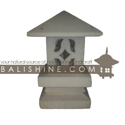 Balishine: Your natural source of indonesian handicraft presents in its Garden Lamps collection the GARDEN TEMPLE:28BIB3736:This garden lamp is produced in Indonesia. made from lime stone. white color