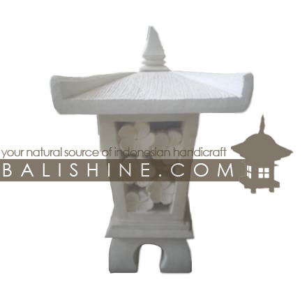 Balishine: Your natural source of indonesian handicraft presents in its Garden Lamps collection the GARDEN TEMPLE:28BIB3738:This garden lamp is produced in Indonesia. made from lime stone. white color