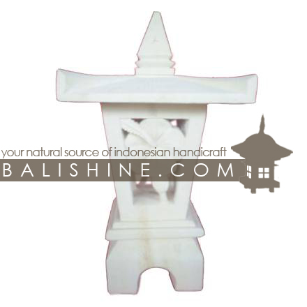 Balishine: Your natural source of indonesian handicraft presents in its Garden Lamps collection the GARDEN TEMPLE:28BIB3740:This garden lamp is produced in Indonesia. made from lime stone. white color
