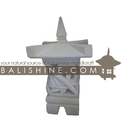 Balishine: Your natural source of indonesian handicraft presents in its Garden Lamps collection the GARDEN TEMPLE:28BIB3742:This garden lamp is produced in Indonesia. made from lime stone. white color