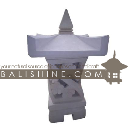 Balishine: Your natural source of indonesian handicraft presents in its Outdoor collection the GARDEN TEMPLE:28BIB3743:This garden lamp is produced in Indonesia, made from lime stone.  white color