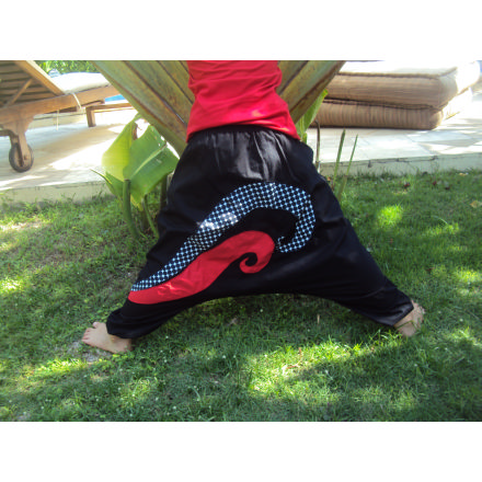 Balishine: Your natural source of indonesian handicraft presents in its Ready to wear collection the Children sarwel toon's:748MYO776638:Popeline sarwel with print, elastic and string waist  black, print point