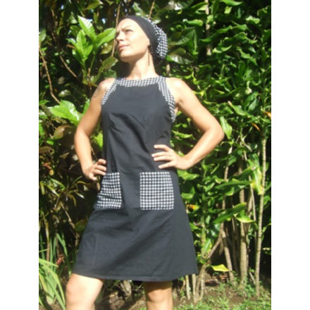 Balishine: Your natural source of indonesian handicraft presents in its Ready to wear collection the Lolita Dress:746MYO686584:Popeline and peas print dress, zip, 2 pockets  black popeline