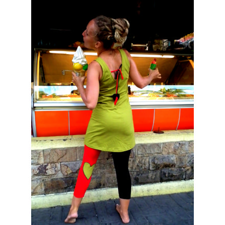 Balishine: Your natural source of indonesian handicraft presents in its Ready to wear collection the Suka Dress:746MYO686580:Jersey dress, with 2 heart pockets in red and black  sage jersey