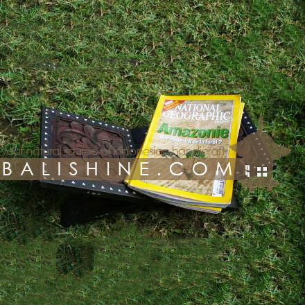 Balishine: Your natural source of indonesian handicraft presents in its Holders collection the Books Holder:39CIK2367:This book display with carving is produced in Bali made from Mahogany wood. dark
