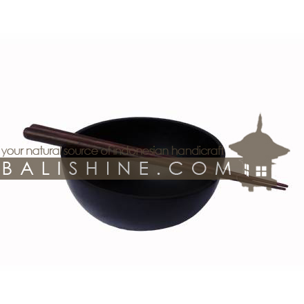 Balishine: Your natural source of indonesian handicraft presents in its Bowls collection the Bowl With Chop Stick:624KAL1085:This bowl with chop stick is produced in Bali made from mango wood. Chop stick : 24 cm