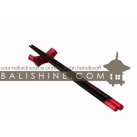 Balishine: Your natural source of indonesian handicraft presents in its Cuttlery collection the Chop Stick With Holder:632KAL1213:This chop stick set is produced in Bali this handicraft is made from sonokling and  the matting of natural red coral. -