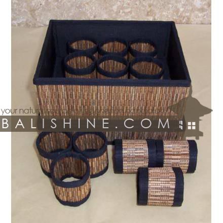 Balishine: Your natural source of indonesian handicraft presents in its Cuttlery collection the Napkin Ring Set Of 6 In The Box:632JAS2911:This box with 6 napking rings is  produced in Bali this handicraft is made from bamboo. Natural color