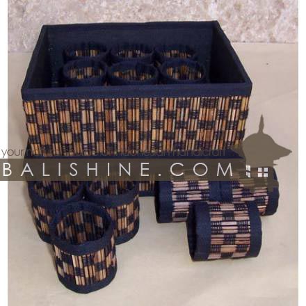 Balishine: Your natural source of indonesian handicraft presents in its Tableware collection the Napkin Ring Set Of 6 In The Box:632JAS2918:This box with 6 napking rings is  produced in Bali this handicraft is made from coconut leaf.  Chocolate and natural color