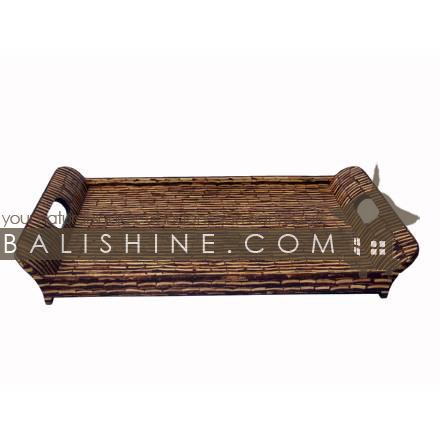 Balishine: Your natural source of indonesian handicraft presents in its Tableware collection the Tray:625KAL1107:This tray is produced in Bali made from plywood and the matting of white and black coconut shell.  