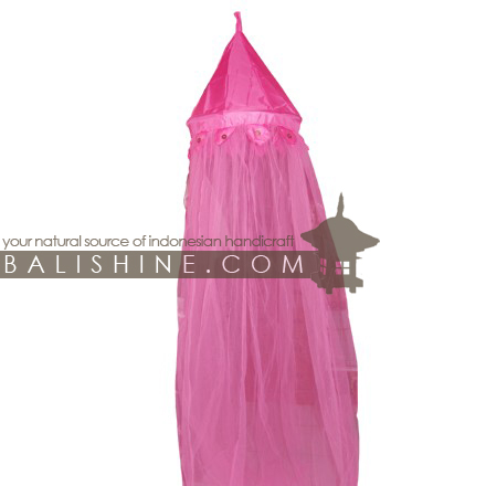 Balishine: Your natural source of indonesian handicraft presents in its Mosquito Nets collection the Mosquito Net:545VIN5325:This round mosquito net for baby is produced in Bali. Including bamboo hanging.  100% polyester. Yellow. Orange. Pink. Purple. Fuchsia. Green. Blue. Turquoise. Red. Black. White. Cream or Chocolate Color.