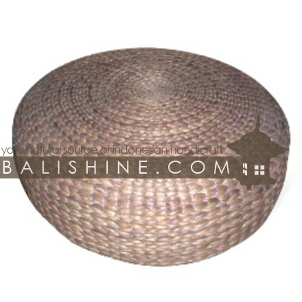 Balishine: Your natural source of indonesian handicraft presents in its Pouf Stools collection the Pouf Stool:541JAS3051:This pouf stool is produced in Bali made from the matting of natural water hyacinth with capok inside. Natural color
