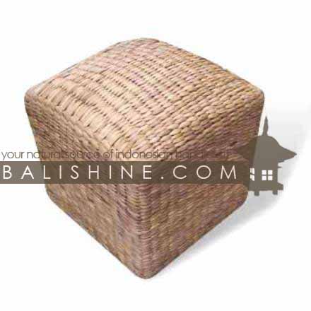 Balishine: Your natural source of indonesian handicraft presents in its Pouf Stools collection the Pouf Stool:541JAS3054:This square pouf stool is produced in Bali made from the matting of natural water hyacinth with capok inside. Color : Orange. Cream. Brown. Black. White. Yellow. Green. Red or Blue.