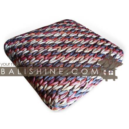 Balishine: Your natural source of indonesian handicraft presents in its Pouf Stools collection the Pouf Stool:541JAS3063:This square pouf stool is produced in Bali made from the matting of natural water hyacinth with capok inside. Color : Orange. Cream. Brown. Black. White. Yellow. Green. Red or Blue.