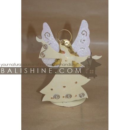Balishine: Your natural source of indonesian handicraft presents in its Various collection the Candle Holder Angel:413MAH6074:This christmas candle holder decoration is produced in Bali and made from stainless.  Same as picture