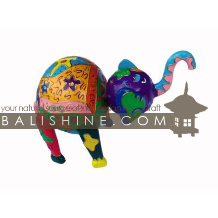 Balishine: Your natural source of indonesian handicraft presents in its Various collection the MoneyBox:415BAL6524:This elephant bank is produced in Bali made from albesia wood with coconut shell.  Full color
