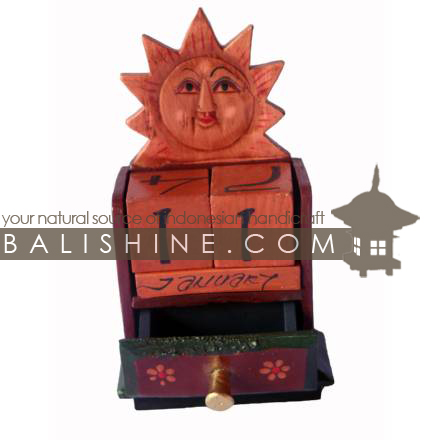Balishine: Your natural source of indonesian handicraft presents in its Stuff for Kids collection the Calendar :415TOS7693:This calendar with drawer is produced in Bali made from albesia wood. Full color
