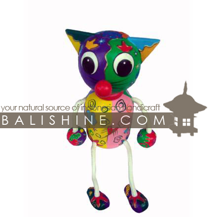 Balishine: Your natural source of indonesian handicraft presents in its Various collection the Funny Handicraft:415BAL7558:This funny animal is produced in Bali made from albesia wood with white synthetic string.  Full color