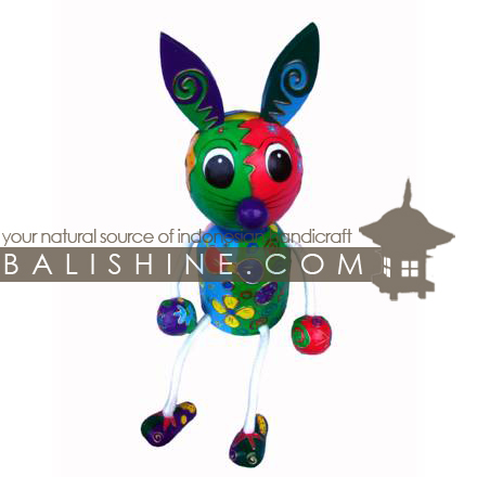 Balishine: Your natural source of indonesian handicraft presents in its Various collection the Funny Handicraft:415BAL7583:This funny animal is produced in Bali made from albesia wood with white synthetic string.  Full color