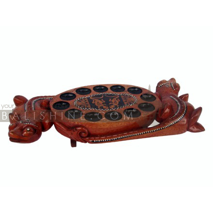 Balishine: Your natural source of indonesian handicraft presents in its Various collection the Game:415KET75562:This awele game is a handicraft of Lombok made from mahogany wood with shell finishing.  Same as picture