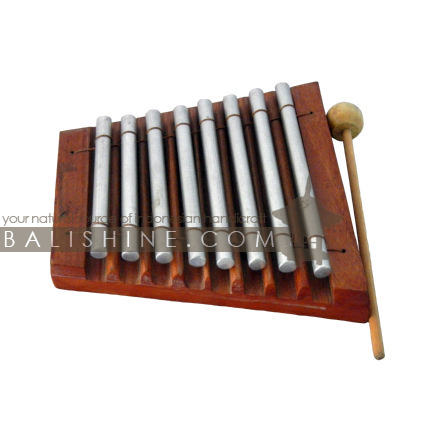 Balishine: Your natural source of indonesian handicraft presents in its Various collection the Xylophone:412MIK606992:This xylophone 8 tones is a handicraft of Bali made from stainless and mahogany wood.  Stainless diam. 10 mm.