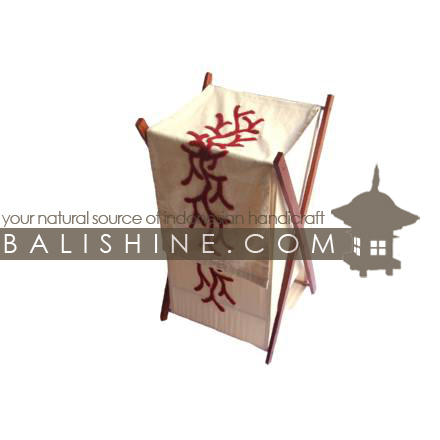 Balishine: Your natural source of indonesian handicraft presents in its Home Decor collection the Embroidery Textile Laundry Box:11KAN431504:This laundry box out of doubled fabric is produced in Bali it's a handmade textile with embroidery and plywood.  50% coton and 50% polyester. Color Same as picture.