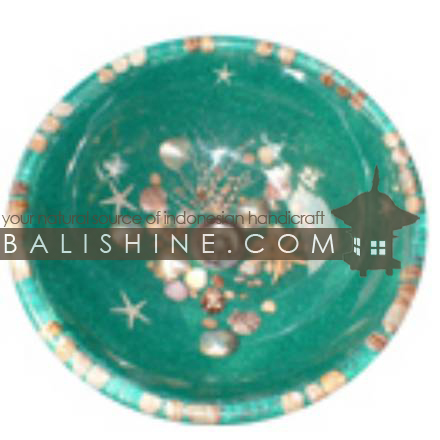 Balishine: Your natural source of indonesian handicraft presents in its Home Decor collection the Green Sandy Beach Sink:11DIV125:This sink is produced in Indonesia made from resin and green colouring white sandy beach plus small sea shell  