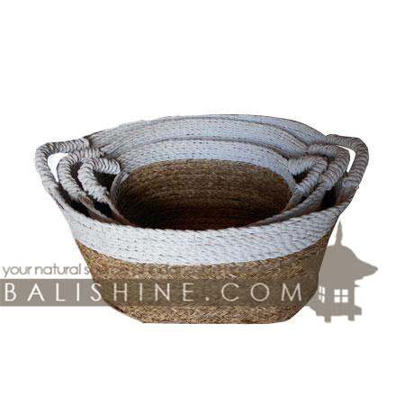Balishine: Your natural source of indonesian handicraft presents in its Home Decor collection the Mendong Grass Basket:12MER367600:This basket is made with natural mendong grass with white palm rafia.  Other colors available