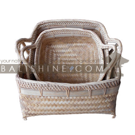 Balishine: Your natural source of indonesian handicraft presents in its Home Decor collection the Basket set of 3:12RAS367462:This set of 3 basket is made from natural rattan mixed with bamboo.  